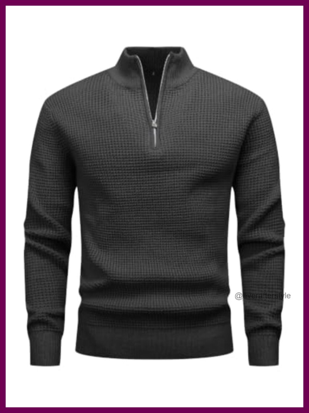 Men's Waffle Knit Quarter Zip Pullover Sweater Lightweight Business Casual